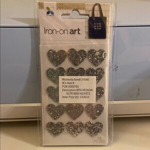 10 pack Moments Glitter Bling Heart Iron-On Patches